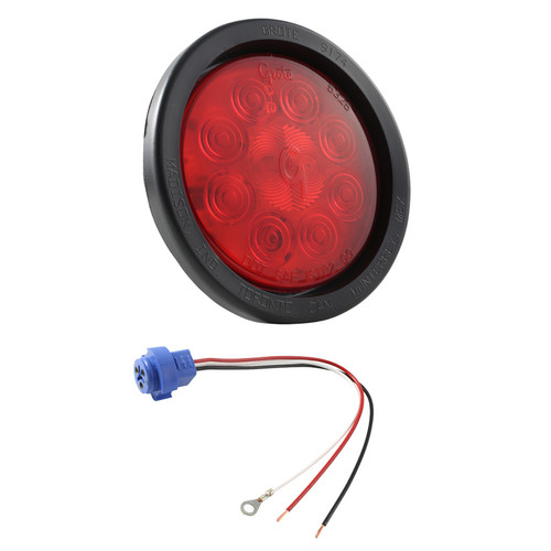 4" SuperNova® 10-Diode LED Stop/Tail/Turn Lamp Kit w/Male Pin (53252 + 91740 + 67002) - Red  53462