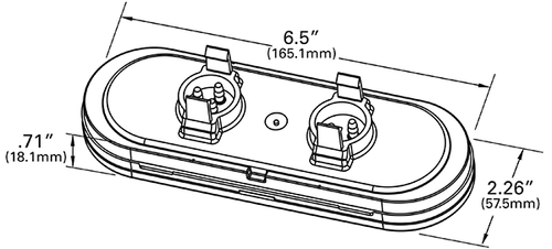 6" Oval LED Stop/Tail/Turn Lamp w/Integrated Back-up w/Male Pin - Red/Clear  54672