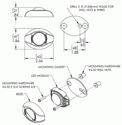 6-Diode LED Directional Warning Lamp S-Link Technology Surface Mount - Amber  79033
