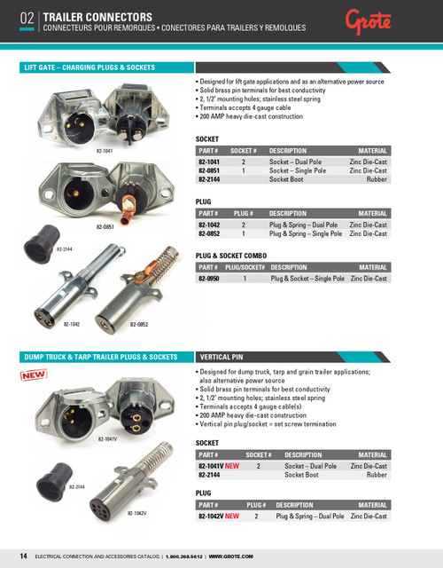 Heavy Duty 2-Way Connectors Plug & Spring Vertical Pin  82-1042V