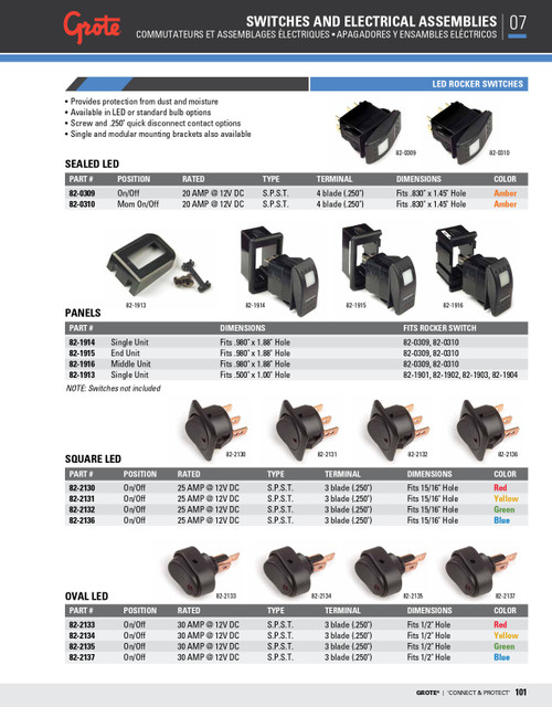 LED Rocker Switch 30A 12V - Red  82-2133