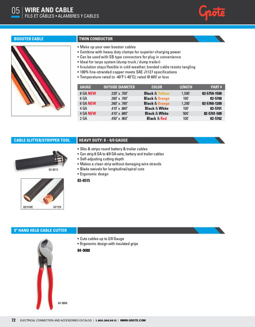 6 AWG Booster Cables - Twin Conductor @ 1200' - Black/Orange  82-5760-1200