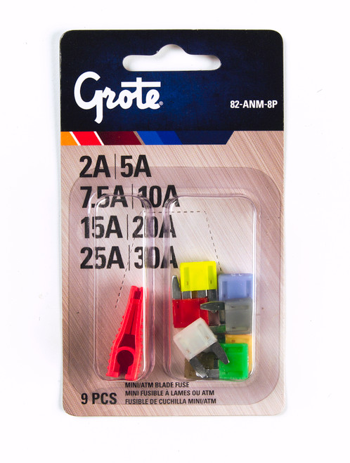 Miniature Blade Fuse Assortment Kit w/Puller @ 9 Pack - Assorted  82-ANM-8P