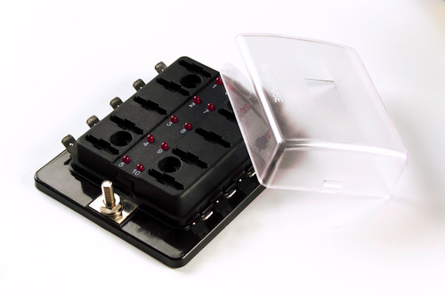 10 Position Miniature Blade LED Fuse Panel w/cover  82-BLM-I-310