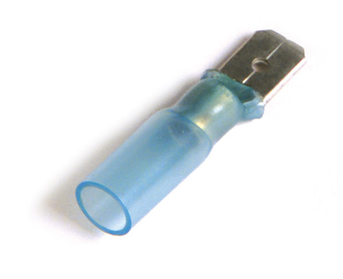 16 - 14 AWG Heat Shrinkable Quick Disconnects Male .250" @ 50 Pack - Blue  83-2430