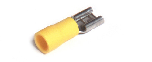 12 - 10 AWG Vinyl Quick Disconnects Female .250" @ 100 Pack - Yellow  83-2587