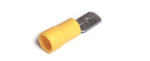 12 - 10 AWG Vinyl Quick Disconnects Male .250" @ 100 Pack - Yellow  83-2591