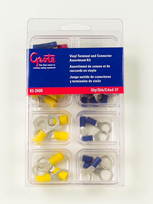 16 - 10 AWG Nylon & PVC Terminal Assortment Kit @ 37 Pack - Blue/Yellow  83-2608