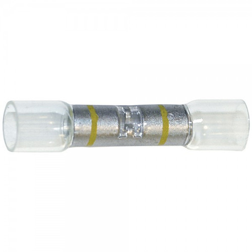 12 - 10 AWG Heat Shrinkable Butt Connectors @ 50 Pack - Clear w/Yellow Stripe  83-4550