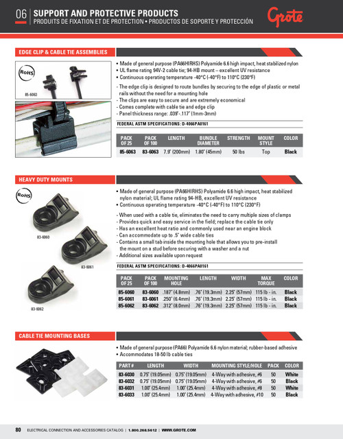 Heavy Duty Mounts .3125 Mounting Hole @ 100 Pack - Black  83-6062