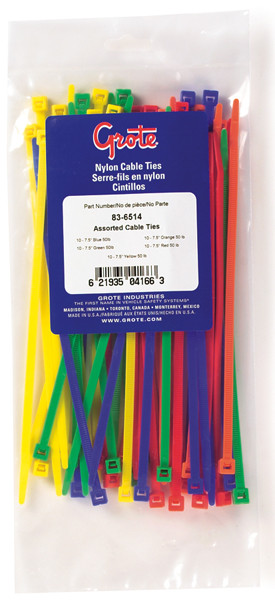 Nylon Cable Ties Lamp Duty 11.1" @ 50 Pack - Blue/Green/Orange/Red/Yellow  83-6559