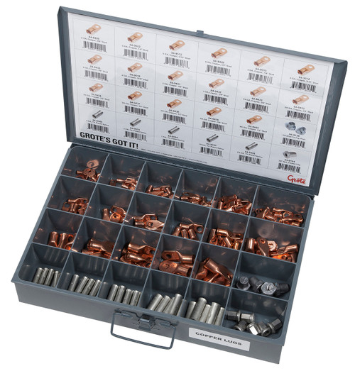8 - 4/0 AWG Copper Lug Assortment Tray @ 145 Pack - Gray  83-6653