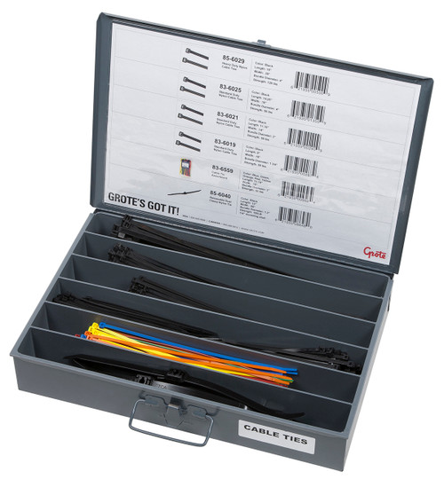 Nylon Cable Tie Assortment Tray @ 525 Pack - Gray  83-6655