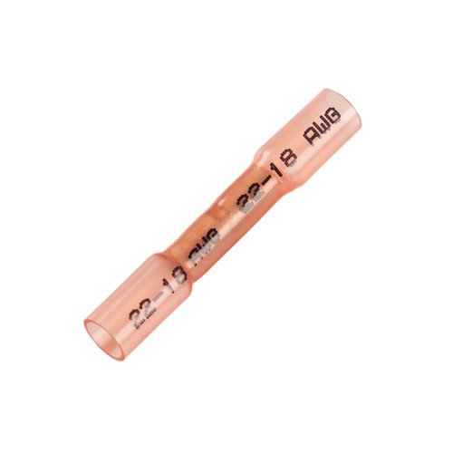 22 - 18 AWG Heat Shrinkable Butt Connectors - Nylon @ 15 Pack - Red  84-2150