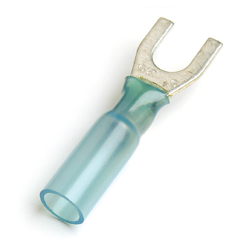 16 - 14 AWG Heat Shrinkable Spade Terminals #8 @ 15 Pack - Blue  84-2418