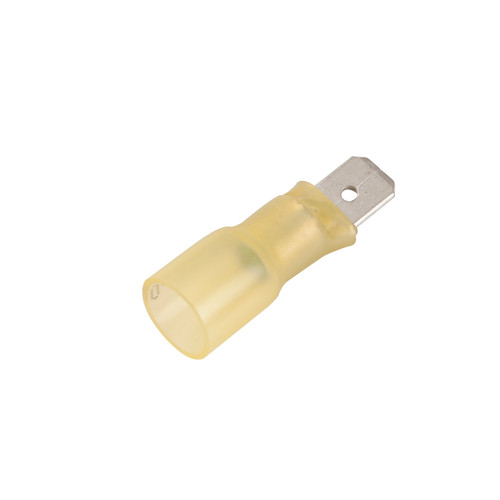 12 - 10 AWG Heat Shrinkable Quick Disconnects Male .250" @ 15 Pack - Yellow  84-2439