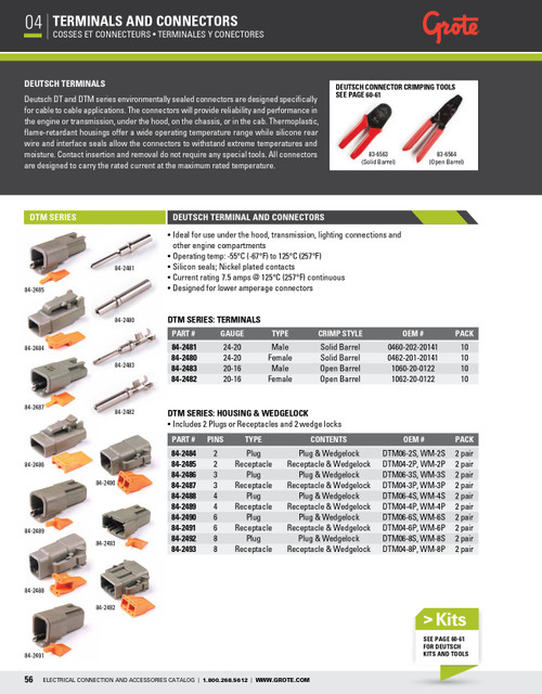 Deutsch - DTM Series Housing and Wedgelocks 4-Way Female Plug @ 2 Pairs  84-2488