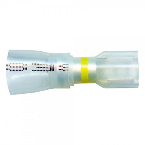 12 - 10 AWG Heat Shrinkable Quick Disconnects Female .250" @ 15 Pack - Clear w/Yellow Stripe  84-4440