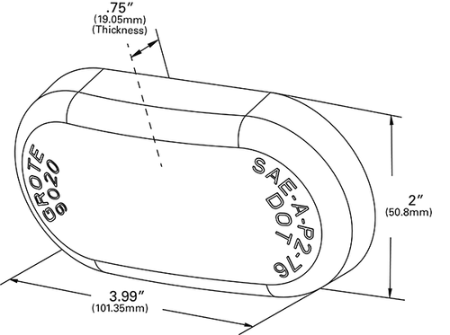 Clearance/Marker Oval Replacement Lens w/Built-in Reflector - Amber  90203