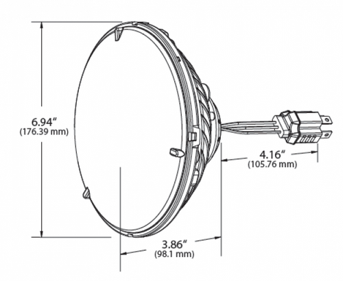 7" LED Round Sealed Beam Head Lamp 9-32V - Clear  90941-5