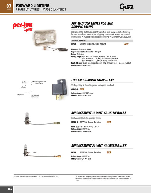 12V @ 55W Replacement Halogen Bulb w/Spade Terminal - Clear  90971-5