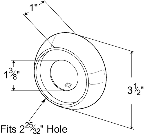 2-1/2" Round Lamp 45° Beveled Edge Recessed Closed Hole Grommet - Black  92920