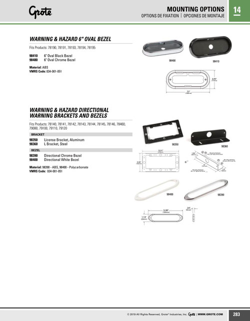 Warning & Hazard Lamp License Plate Bracket - Black  98360
