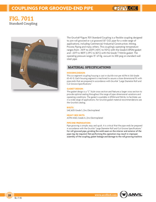 Fig. 7011 Standard Coupling 30" O.D