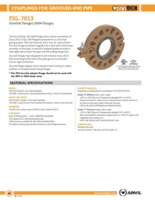 Fig. 7013 Gruvlok® Flange 300# 12"