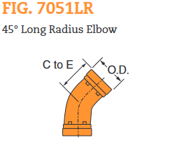Fig. 7051LR 45° Long Radius Elbow 1 1/2"