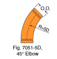 Fig. 7051-5D 45° Long Radius Elbow 2"