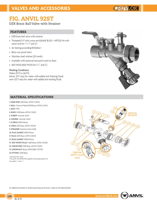 Fig. 92ST DZR Brass Ball Valve /w Strainer 1-1/4"