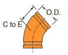 Fig. 7051EG High Pressure 45° Long Radius Elbow 10"