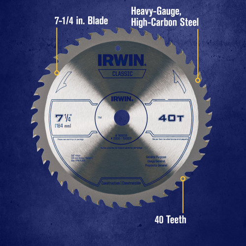 5 Pc. 7-1/4" 40T Classic Series Carbide Circular Saw Blade   15230ZR