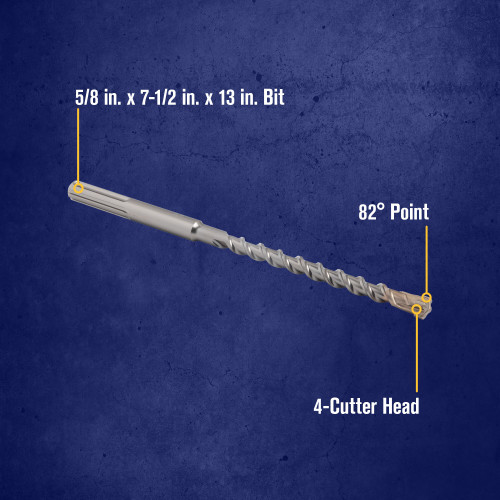5/8 x 7-1/2 x 13" 4-Cutter SDS-MAX® Hammer Drill Bit   323005
