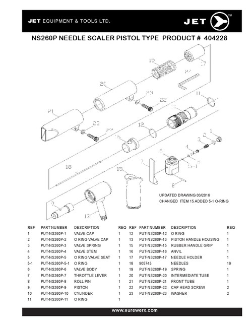 Standard Duty Pistol Grip Type Needle Scaler 404228