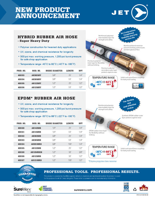 1/2" x 25' PVC Hybrid Air Hose  408195