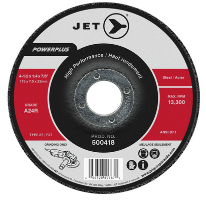 4-1/2 x 1/4 x 7/8" A24R POWERPLUS T27 Grinding Wheel  500418