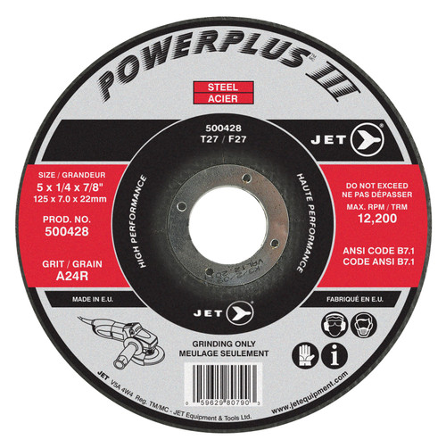 7 x 1/4 x 7/8" A24R POWERPLUS T27 Grinding Wheel  500438
