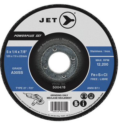4-1/2 x 1/4 x 7/8" A30SS POWERPLUS SST T27 Grinding Wheel  500468