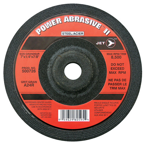 7 x 1/4 x 5/8" A24R POWER ABRASIVE T27 Grinding Wheel 500726