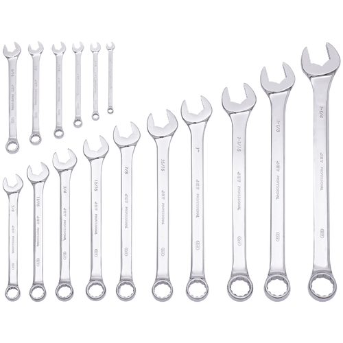 16 Pc. Long SAE Fully Polished Combination Wrench Set 700135