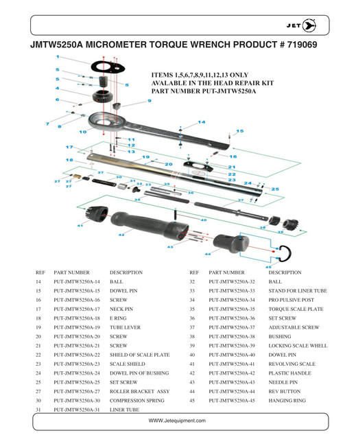 1/2" Drive 250 ft/lb. Slim Head Torque Wrench  719069