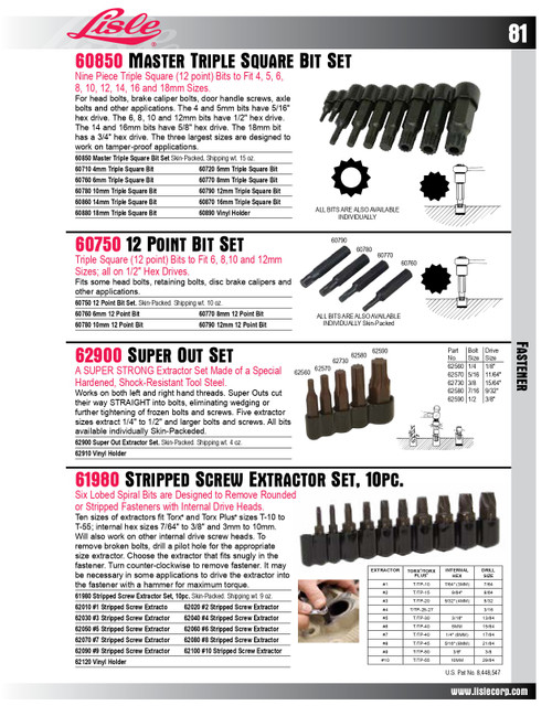 1/2" Drive x 8mm Triple Square Bit   60770