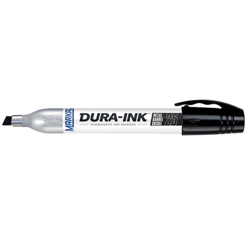 12 Pc. DURA-INK® Metal Barrel Chisel Permanent Ink Marker - Black   96223