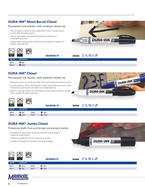 12 Pc. DURA-INK® Chisel Permanent Ink Marker - Red   96528