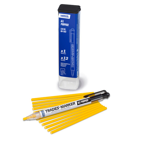 Trades-Marker® All Purpose Mechanical Grease Pencil Starter Pack - Yellow   96131