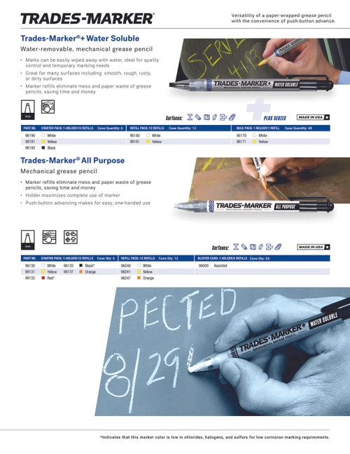 Trades-Marker® All Purpose Mechanical Grease Pencil Assortment - Red - Yellow - White - Orange   96000