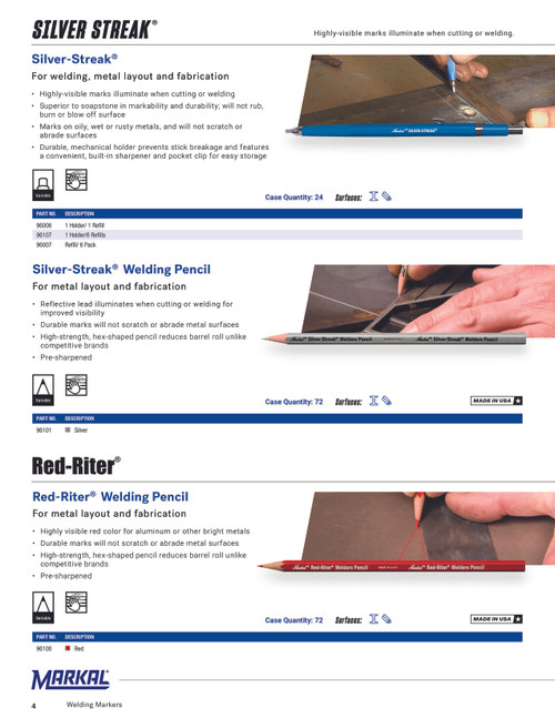 12 Pc. Red-Riter® Welders Pencil - Red   96100
