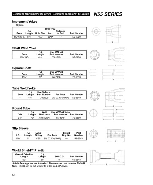 1-5/16" Square - Neapco® N55 Series Shaft Weld Yoke  55-2130